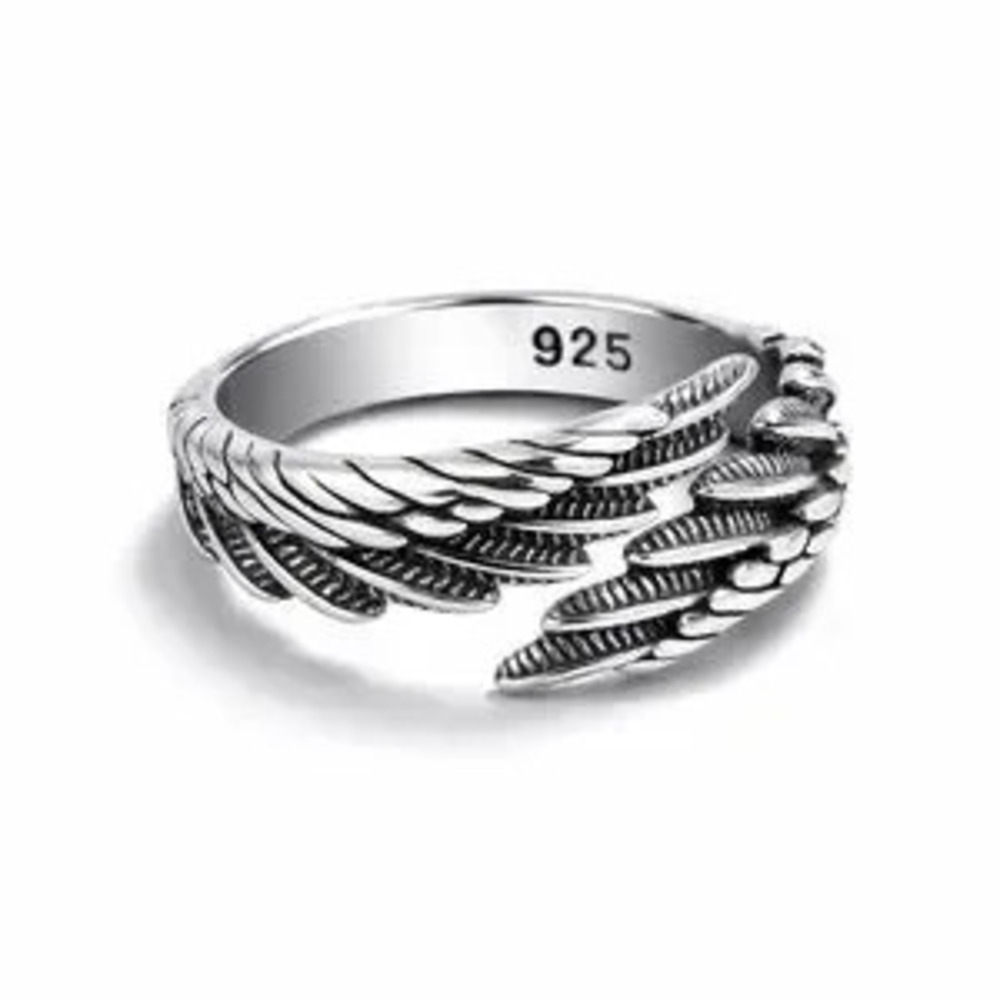 S925 Silver Feather Ring